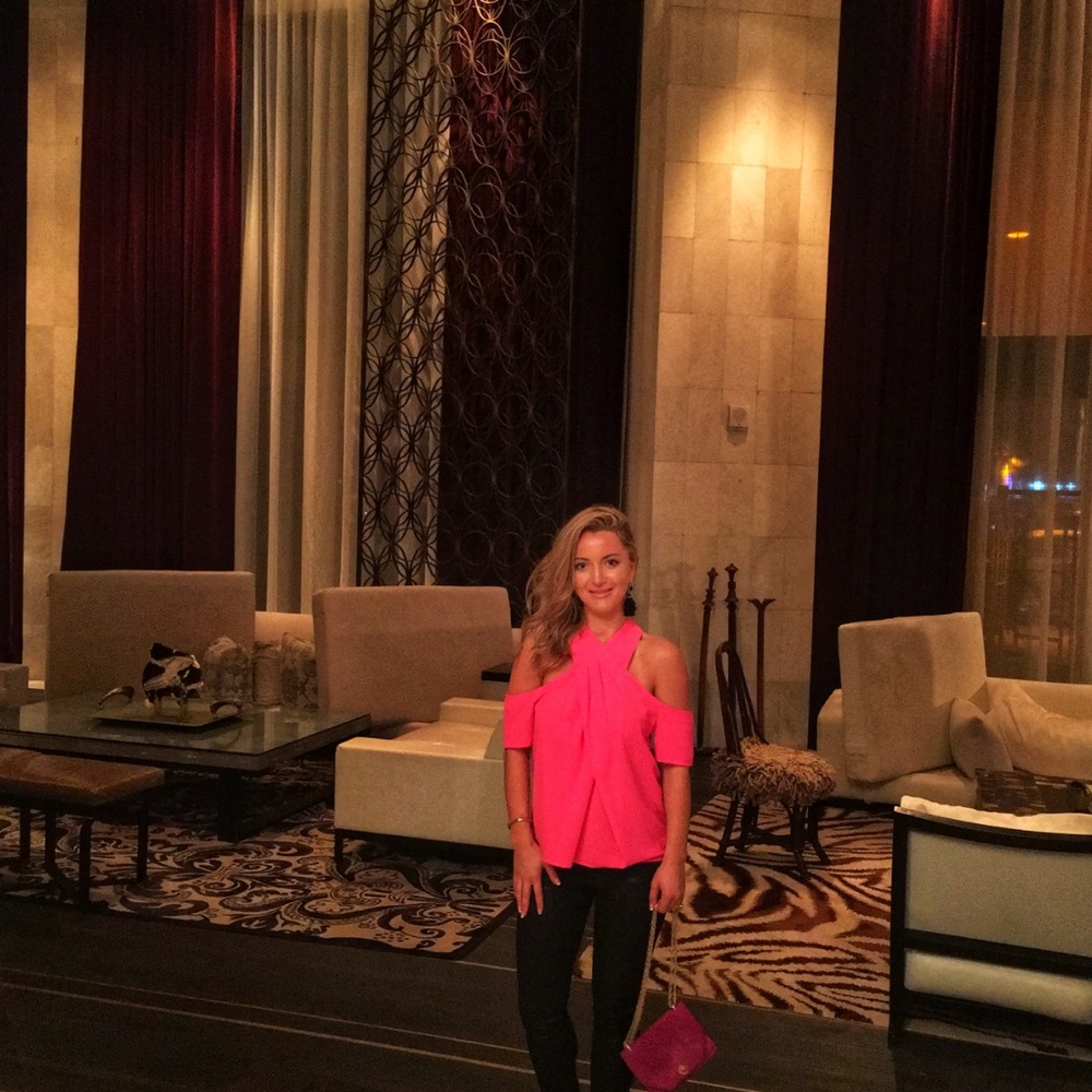 Rachel Roy - Pink top . It wears very well on a tan color